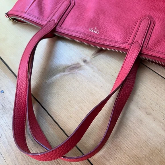 FOSSIL “Sydney” Claret Red Pebbled Leather Tote Bag - Picture 9 of 9